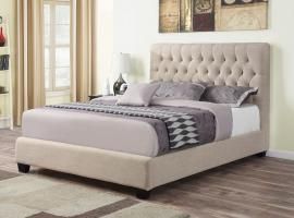 Chloe 300007F Full upholstered bed in oatmeal woven fabric