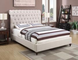 Devon 300525KE Eastern King Bed Upholstered in Beige Fabric