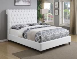 Devon 300526Q Queen Bed Upholstered in White Woven Fabric