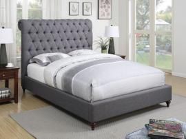 Devon 300527KW California King Bed Upholstered in Grey Woven Fabric