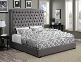 Camille 300621KE Eastern King Upholstered Bed in Grey Woven Fabric