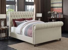 Gresham 300652KW Beige California King Upholstered Bed upholstered in woven fabric