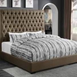 Camille 300721KE Eastern King Upholstered Bed in Brown Woven Fabric