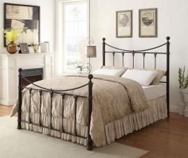 Gideon 300724KE Eastern King Metal Bed Headboard and footboard finished in black with decorative accents finished in antique brass