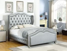 Belmont 300824KE Eastern King Demi-wing bed upholstered in metallic leatherette