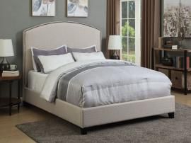 Cantillo 301092KE Eastern King Bed upholstered in oatmeal fabric