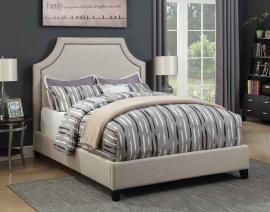 Cantillo 301093KE Eastern King Bed upholstered in oatmeal fabric