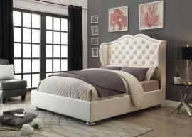 Clarice 302011KE Demi-wing bed upholstered in Ivory leatherette