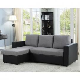 Everly 503929 Grey/Black Sectional with Pull Out Bed and Storage Chaise