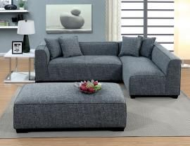 Jaylene 6120 Gray Padded Linen Sectional Sofa