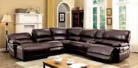 Estrella 6131BR Brown Reclining Chaise Console Sectional Sofa