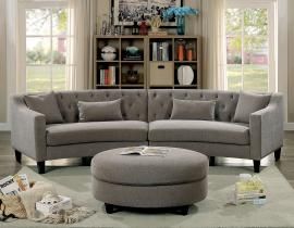 Sarin 6370 Grey Rounded Tufted Back Sectional Sofa