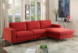 Kallie 6849 Red Contemporary Sectional With Chaise