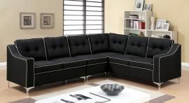 Glenda 6851BK Black Contemporary Sectional Sofa