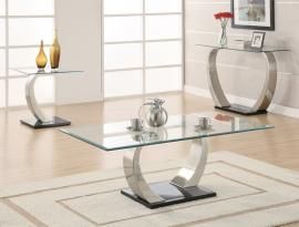 Nulton Collection 701238 Glass Top Chrome Coffee Table Set