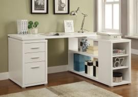 Yvette Collection 800516 L-Shaped White Office Desk