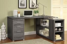 Yvette Collection 800518 L-Shaped Weathered Grey Office Desk