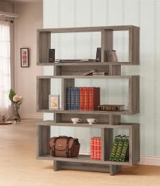 Carolyn Collection 800554 Modern-Style Weathered Grey Bookcase