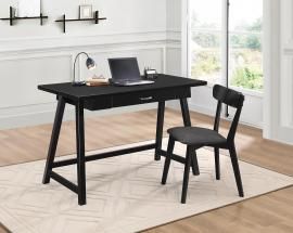 Minerva Collection 800899 2-Piece Black Desk and Chair Set