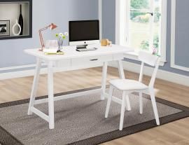 Minerva Collection 801108 2-Piece White Desk and Chair Set