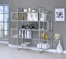 Kendall Collection 801304 Four-Tier Chrome and Glass Bookcase