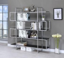Kendall Collection 801306 Chrome and Black Glass Bookcase