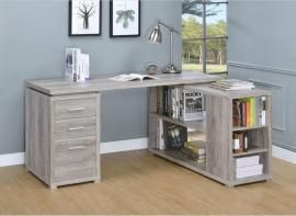 Yvette Collection 801516 L-Shaped Grey Driftwood Office Desk