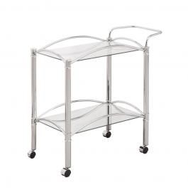 Chrome Tempered Glass Serving Cart by Coaster 910077