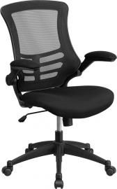 Flash Furniture Black Mid-Back Task Mesh Chair Flip-Up Arms