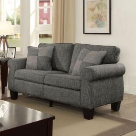 Rhian Dark Gray Linen-Fabric Loveseat CM6328GY-LV by Furniture of America