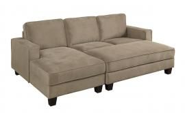 Jancis Brown Flannel Fabric Sectional with Ottoman CM6451 by Furniture of America
