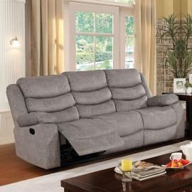 Castleford Light Gray Fabric Reclining Sofa CM6940-SF by Furniture of America