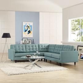 Priscilla EEI-1417LB Light Blue Sectional Sofa