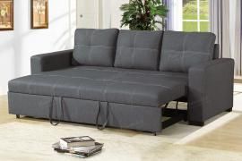 Blue Grey Polyfiber Convertible Sofa by Poundex F6532