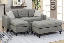 Whittier F6576 Light Grey Sectional Chaise With Ottoman