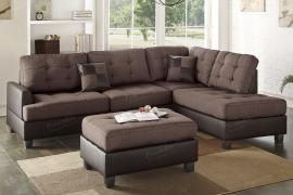 Adelanto F6857 Chocolate Reversible Sectional With Ottoman