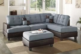 Milpas F6858 Grey Reversible Sectional With Ottoman