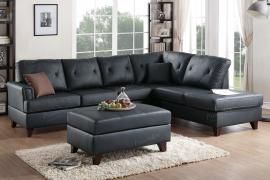 Black Top Grain Leather Sectional by Poundex F6880