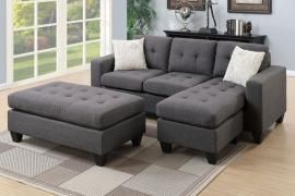 Whittier F6920 Blue Grey Sectional Chaise With Ottoman