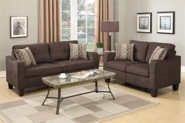 Aurora F6923 Chocolate Linen-Like Fabric Sofa and Loveseat
