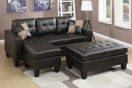 Peoria F6927 Espresso Sectional Chaise With Ottoman