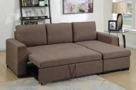 Light Coffee Fabric Convertible Sectional by Poundex F6932