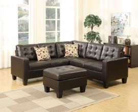 Gypsy F6934 Espresso Bonded Leather Reversible Sectional with Ottoman