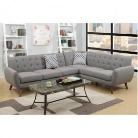 Wells F6961 Grey Curved Arm Modern Sectional