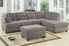 Willcox F7139 Charcoal Waffle Suede Sectional