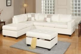 Manta F7354 White Reversible Sectional with Included Storage Ottoman