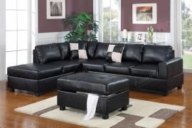 Jean F7355 Black Reversible Sectional and Ottoman