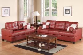 Azula F7579 2pc Burgundy Bonded Leather Sofa Set