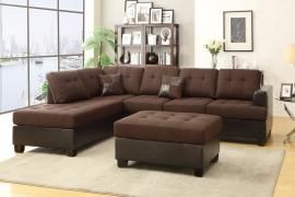 Alturas F7602 Chocolate Microfiber Sectional with Ottoman