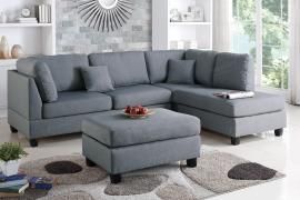 Garbrandt F7606 Grey Reversible Sectional With Ottoman